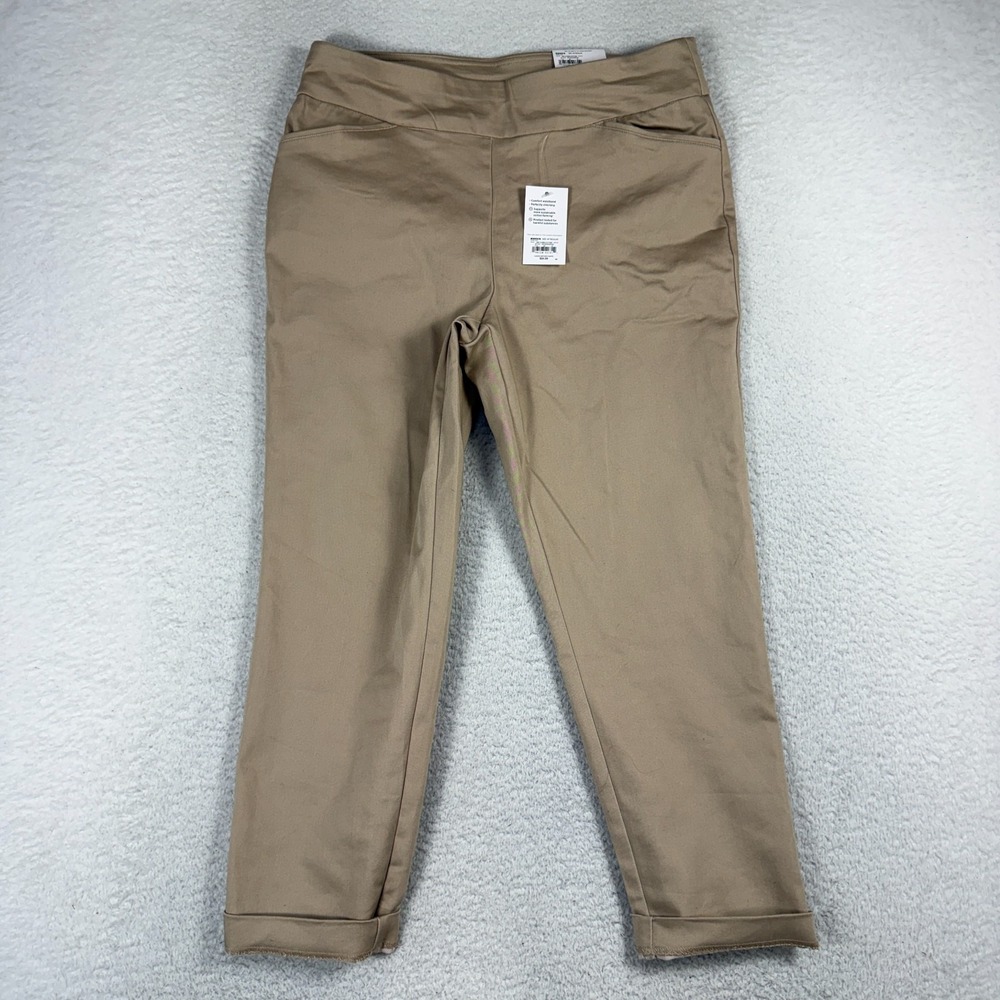 Croft & Barrow Womens Pants Beige 14p 32x25 The Effortless Stretch Pant NWT Crop